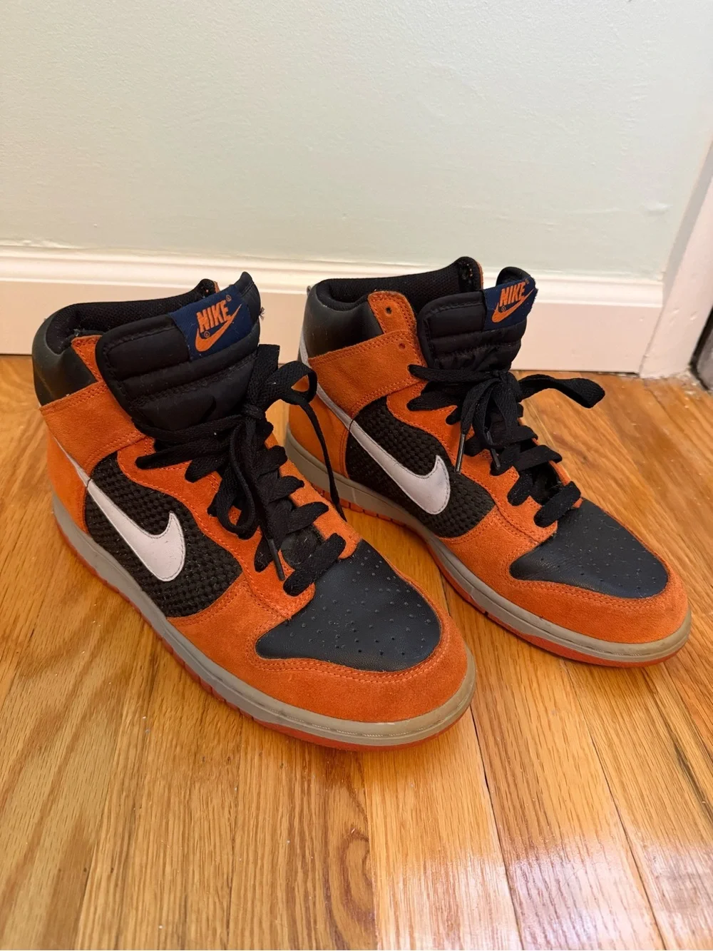 Nike High-Top Sneakers in Orange, Black & White